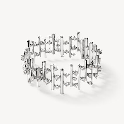 Barre Multi-Row 鑽石手鍊 (小), 18K 白金, large