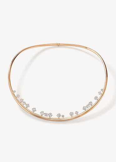 Barre Floating 鑽石鎖骨鍊, 18K 玫瑰金, large