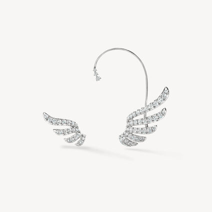 VELA 法式鑲嵌鑽石耳環, 18K 白金, large