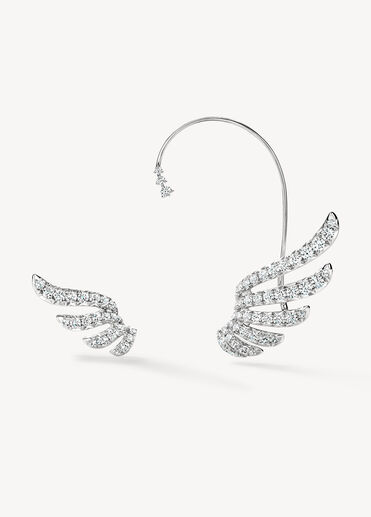 VELA 法式鑲嵌鑽石耳環, 18K 白金, large