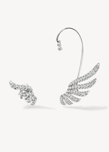 VELA 法式鑲嵌鑽石耳環, 18K 白金, large