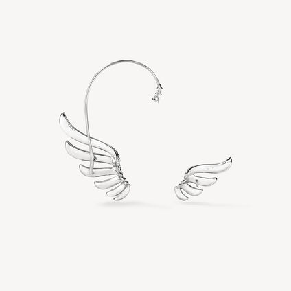 VELA 法式鑲嵌鑽石耳環, 18K 白金, large