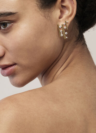 Barre Multi-Row 鑽石耳環, 18K 黄金, large