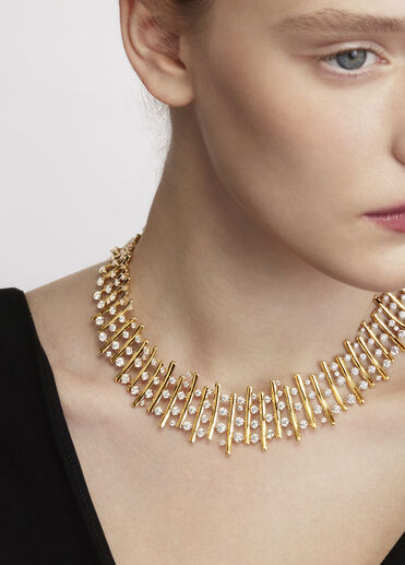 BARRE Multi-Row 鑽石鎖骨鍊, 18K 黄金, large