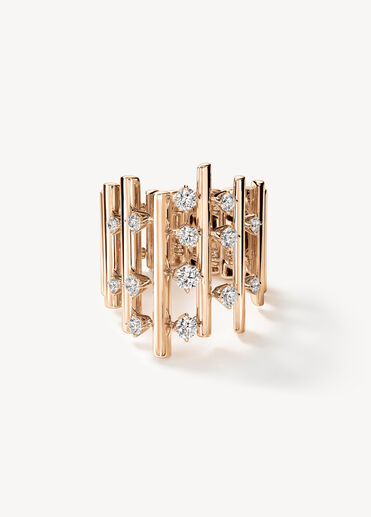 Barre Multi-Row 鑽石戒指, 18K 玫瑰金, large