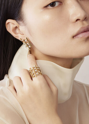 Barre Multi-Row 鑽石戒指, 18K 白金, large