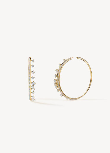 Barre Floating鑽石耳環 (大), 18K 黄金, large