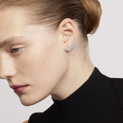 VELA 法式鑲嵌鑽石耳環, 18K 白金, large