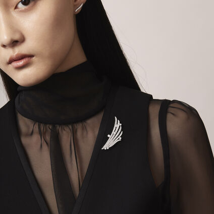 VELA 法式鑲嵌鑽石胸針, 18K 白金, large