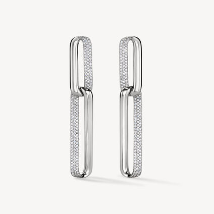 INSIDE/OUT Link 鑽石耳環（大）, 18K 白金, large