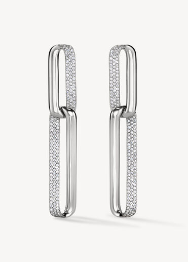 INSIDE/OUT Link 鑽石耳環（大）, 18K 白金, large