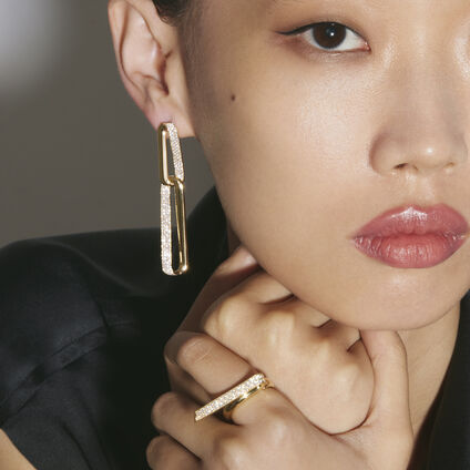 INSIDE/OUT Link 鑽石耳環（大）, 18K 白金, large