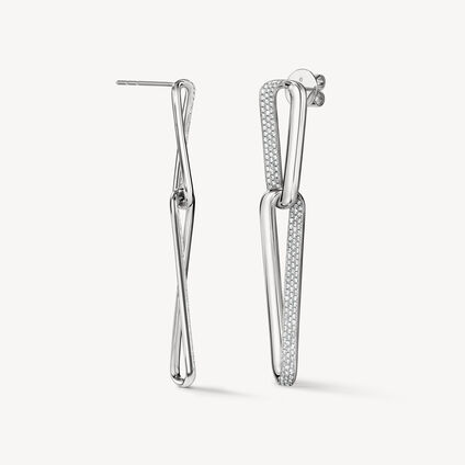 INSIDE/OUT Link 鑽石耳環（大）, 18K 白金, large