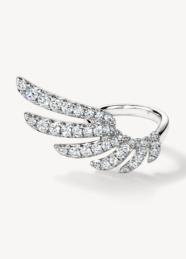 VELA 法式鑲嵌鑽石戒指, 18K 白金, large