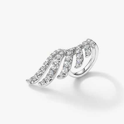 VELA 法式鑲嵌鑽石戒指, 18K 白金, large
