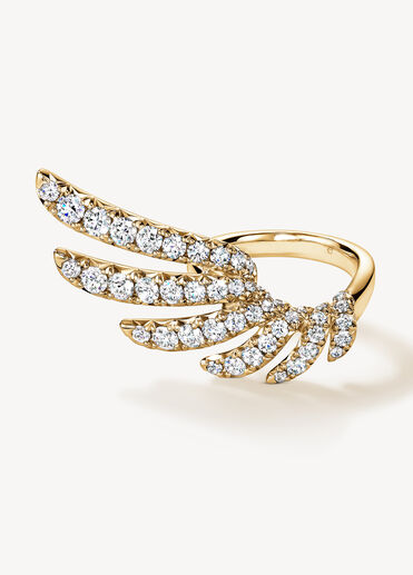 VELA 法式鑲嵌鑽石戒指, 18K 黄金, large