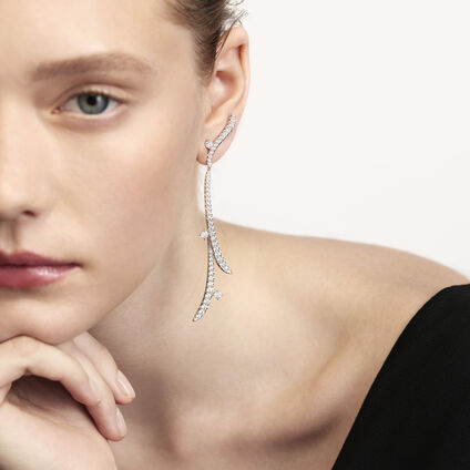 VELA 法式鑲嵌鑽石耳環, 18K 白金, large