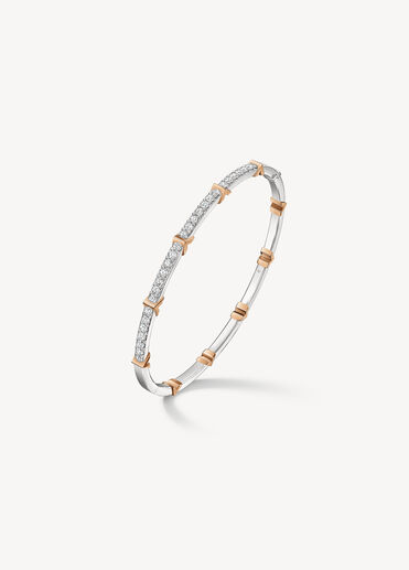 Copley 密镶鑽石手鐲, 18K 白金和玫瑰金, large