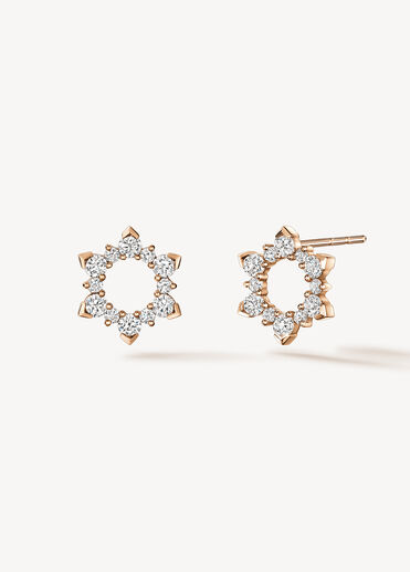 Aerial Open Sunburst 鑽石耳環（小）, 18K 玫瑰金, large