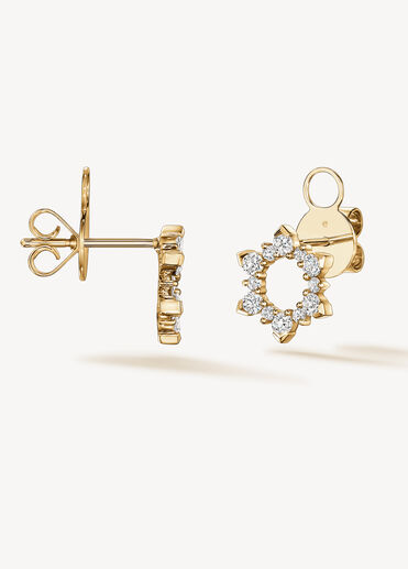 Aerial Open Sunburst 鑽石耳環（小）, 18K 黄金, large