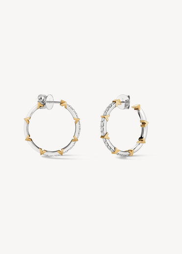 Copley 密鑲鑽石耳環（中）, 18K 白金和黄金, large