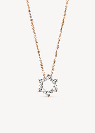 Aerial Open Sunburst 鑽石項鍊, 18K 玫瑰金, large