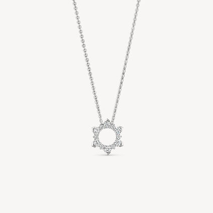 Aerial Open Sunburst 鑽石項鍊, 18K 白金, large