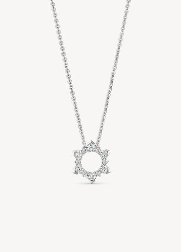 Aerial Open Sunburst 鑽石項鍊, 18K 白金, large