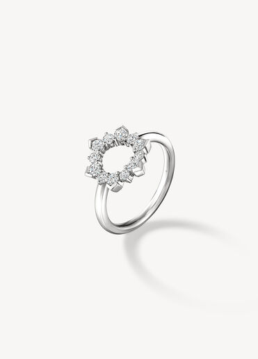 Aerial Open Sunburst 鑽石戒指, 18K 白金, large