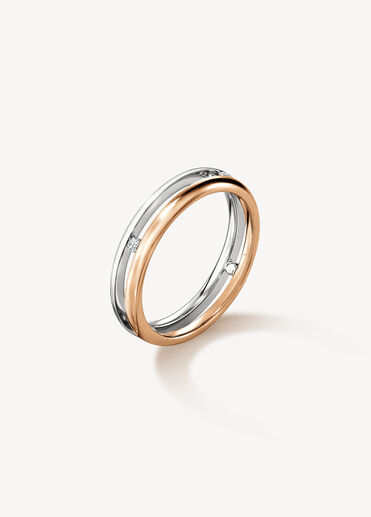 LOVE Floating Diamond 結婚對戒, 18K 玫瑰金（含鉑金）, large