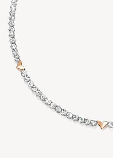 Copley 鑽石項鍊, 18K 白金和玫瑰金, large