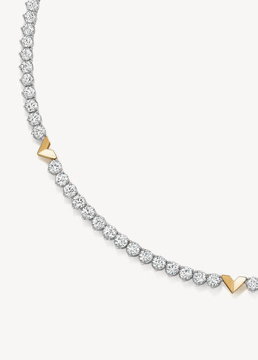 Copley 鑽石項鍊, 18K 白金和黄金, large