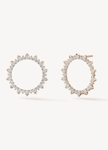 Aerial Open Sunburst 鑽石耳環（大）, 18K 玫瑰金, large