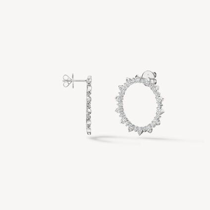 Aerial Open Sunburst 鑽石耳環（大）, 18K 白金, large