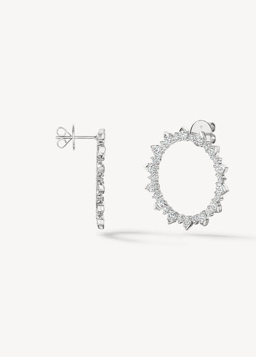 Aerial Open Sunburst 鑽石耳環（大）, 18K 白金, large