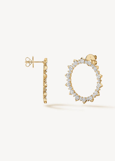 Aerial Open Sunburst 鑽石耳環（大）, 18K 黄金, large