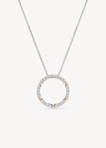 Copley 密鑲鑽石項鍊, 18K 白金和玫瑰金, large