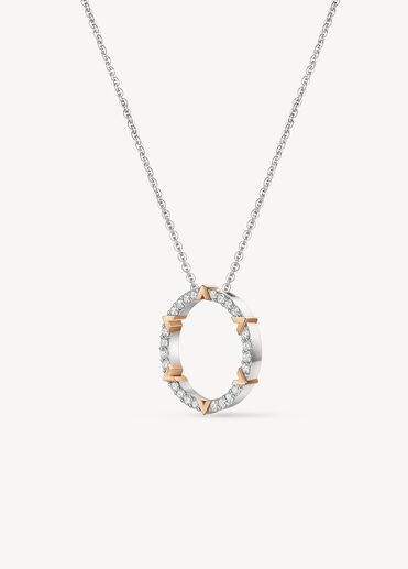 Copley 密鑲鑽石項鍊, 18K 白金和玫瑰金, large