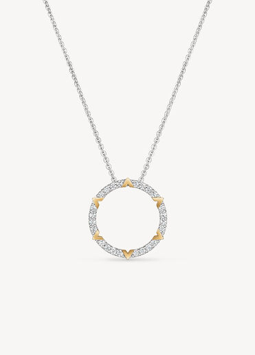 Copley 密鑲鑽石項鍊, 18K 白金和黄金, large