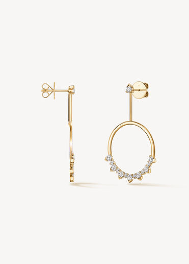 Aerial Sunrise 鑽石耳環, 18K 黄金, large