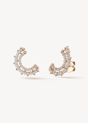 Aerial Double Sunrise 鑽石耳環（小）, 18K 玫瑰金, large