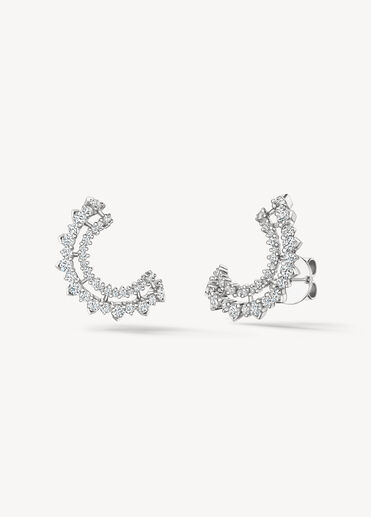 Aerial Double Sunrise 鑽石耳環（小）, 18K 白金, large