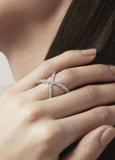 Lorelei Criss Cross 鑽石戒指, 18K 白金, large