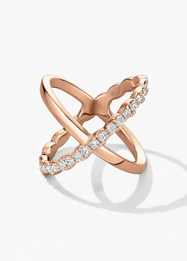 Lorelei Criss Cross 鑽石戒指, 18K 玫瑰金, large