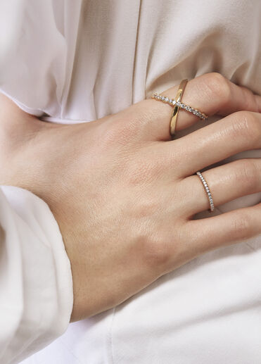 Lorelei Criss Cross 鑽石戒指, 18K 白金, large