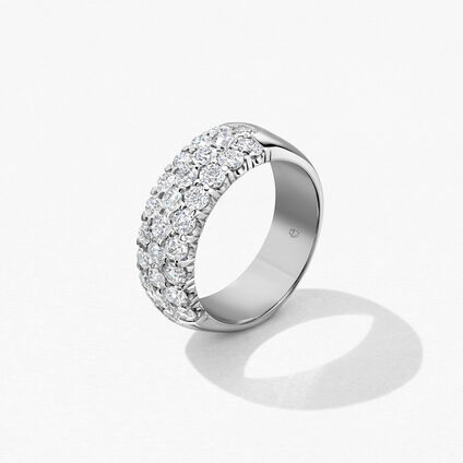 Truly Triple Row 鑽石戒指, 18K 白金, large