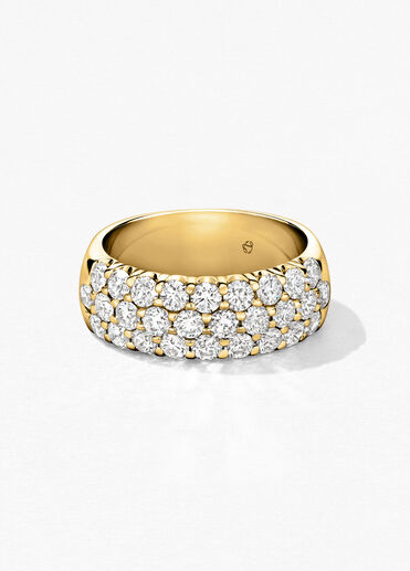 Truly Triple Row 鑽石戒指, 18K 黄金, large